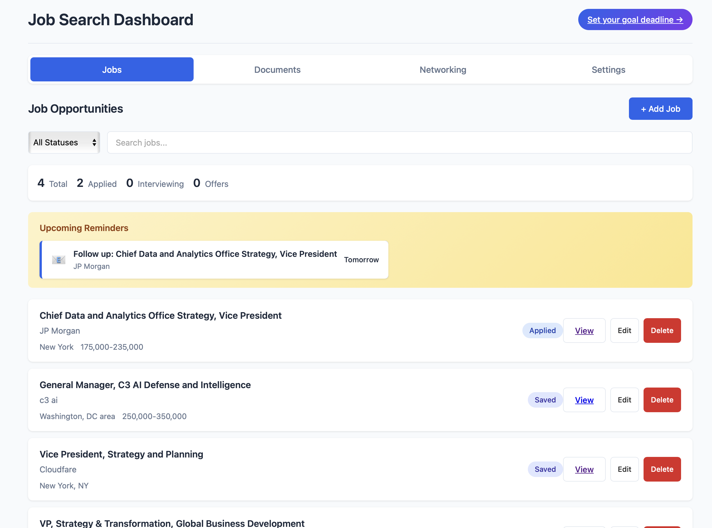 Offrd Dashboard - Track job applications, set reminders, and manage your job search